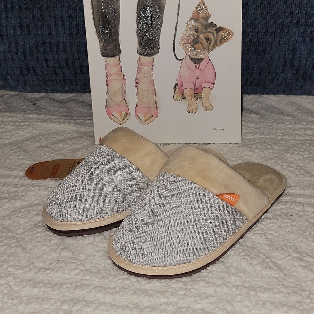New Feelgoodz Handwoven Fleece Mule Bedroom House Slippers Shoes Size Small 5-6